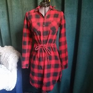 Red & black buffalo  plaid flannel dress